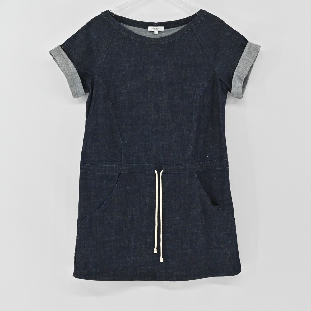 Tuckernuck EMERSON FRY Denim Dress Size L Blue Jean Drawstring Waist